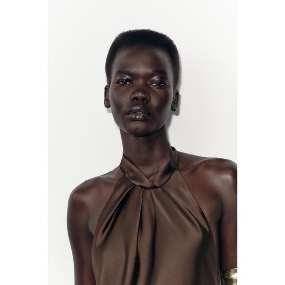 ZARA HALTER MIDI DRESS - Picture 8 of 10